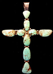 SS Nine Turquoise Stone XXXLG Cross