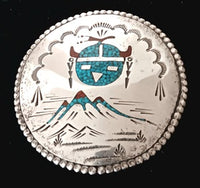 Round Chip Inlay Mountain Spirit Pin/Pendant