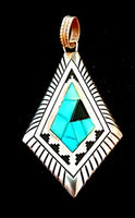 SS Inlay Turquoise Onyx Pendant