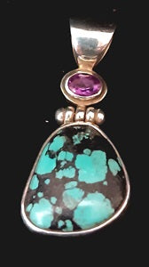 SS Amethyst Turquoise Pendant