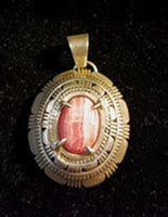 Oval Rhodochrosite Pendant