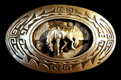 Sterling Silver Shadow Box Horse Belt Buckle