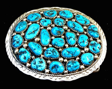 Sterling Silver Turquoise Nuggets Belt Buckle