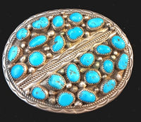 Sterling Silver Multi-Turquoise Belt Buckle