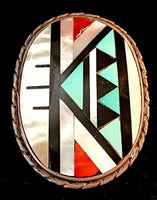 Sterling Silver Inlay Zuni Belt Buckle