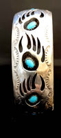 Hand Stamped Turquoise Bear Paw Cuff