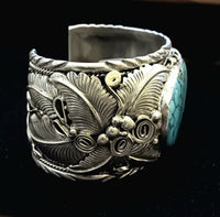 Turquoise Cab Feather Cuff