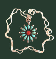 12 Turquoise & 1 Coral Flower