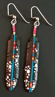 56mm Hand Painted Bone Feather EarRing