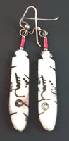 56mm Hand Painted Bone Feather EarRing