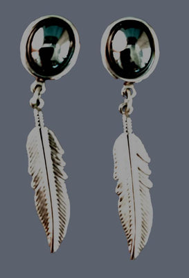 14mm Oval Hematite With Feathers EarRing