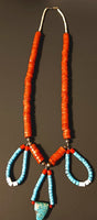 Sponge Coral Turquoise with Heishi Necklace 26"