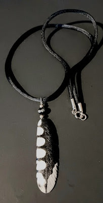 Bone Feather Necklace 25"