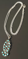 Fifteen Turquois Dot Zuni Pendant Necklace 20"