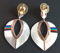 32mm Inlay Stone Mother of Pearl Earring