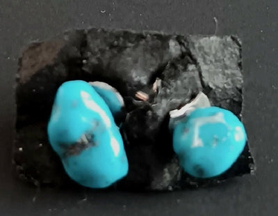 4mm SS Turquoise Nugget Earring