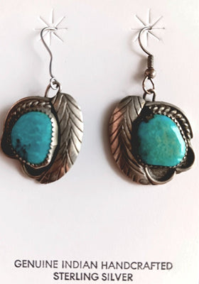 30mm SS Turquoise With Feather Earring