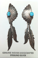 72mm SS Turquoise Fan with Feathers Earring