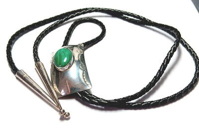 36" Oval Malachite Bolo Tie