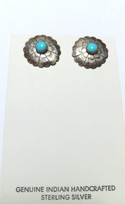 20mm SS Turquoise Dot Concho Earring