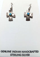 25mm SS Turquoise Dot Cross Earring