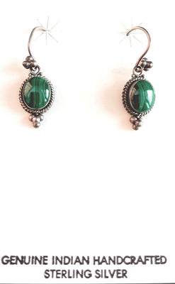 22mm SS Oval Malachite Earring