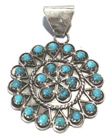 36"mm SS Turquoise Dot Flower Pendant