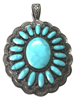 72x50"mm Silver Star Turquoise Pendant