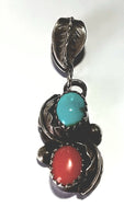 36"x14"mm SS Turquoise Coral Pendant