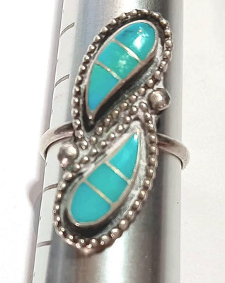 7.5- Two Teardrop Turquoise Ring