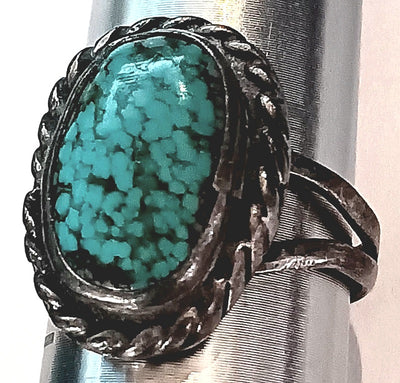 4.5-SS Vintage Oval Turquoise Ring