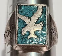 12.5-SS Vintage Turquoise Chip Eagle Ring