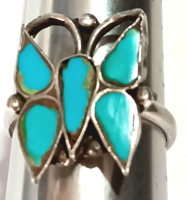 7-SS Turquoise Butterfly Ring