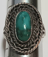 4.5-SS Vintage Oval Turquoise Ring