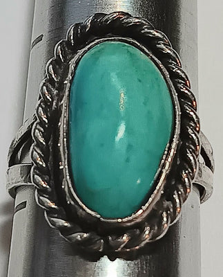 4.25-SS Vintage Oval Turquoise Ring