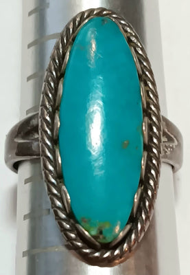 5-SS Vintage Oval Turquoise Ring