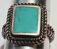 6-SS Vintage Square Turquoise Ring