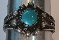 6-SS Vitage Turquoise Dot Ring