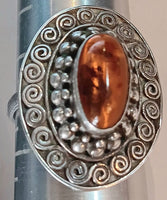 9-SS Amber Oval Ring