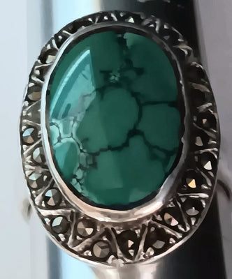 6.25-SS Turquoise Oval Ring