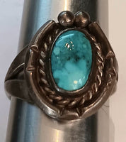 5.25-SS Vintage Turquoise Oval Ring