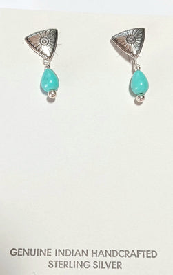 23"mm SS Turquoise Stamped Earring