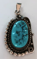 22x38mm" SS Oval Turquoise Pendant