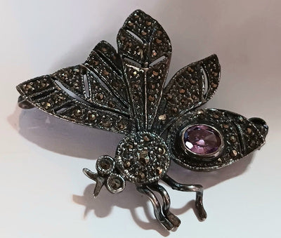 38x34"mm SS Amethyst Flying Bug Pin