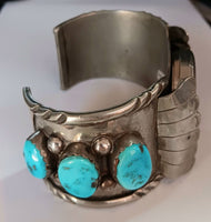 AS-IS SS Navajo Turquoise Nugget Watchband