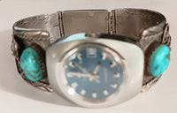 SS Turquoise Nugget Coral Watchband