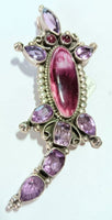 36x90"mm SS Silver Amethyst Lizard Pin, Pendant