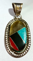 26x56"mm SS Inlay Stones Pendant