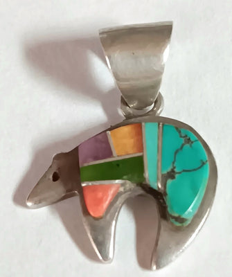 17x24"mm SS Inlay Bear Pendant