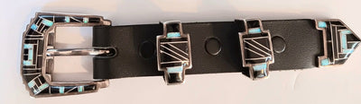 SS Blue Opalite Onyx Belt Buckle Set